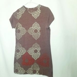 Shade Tee shirt geometric‎ Stamp pattern  Factory fading Short Sleeve Large